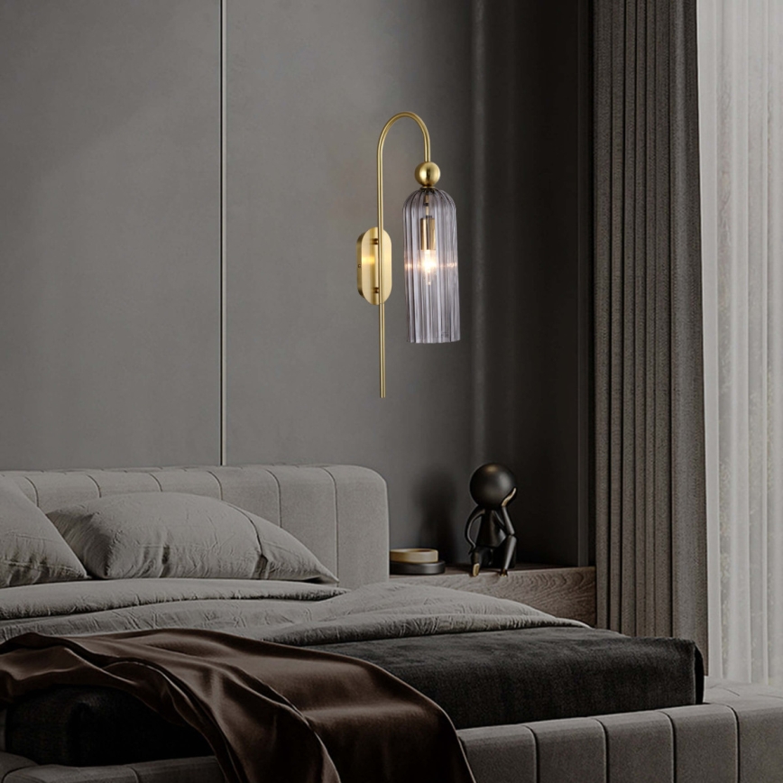 Væglampe PIEGA 1xE14/40W/230V messing/røgfarvet sort