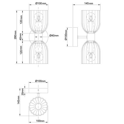 Væglampe PIEGA 2xE14/10W/230V messing/hvid