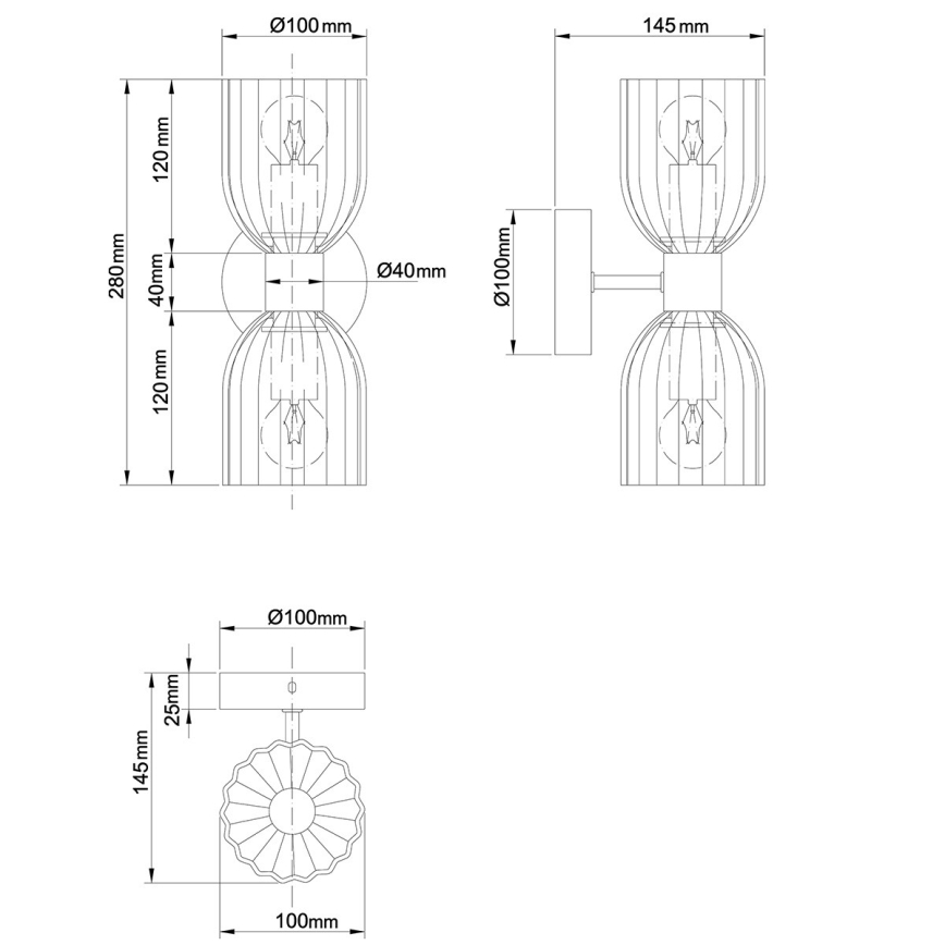 Væglampe PIEGA 2xE14/10W/230V messing/røget sort