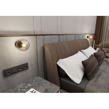 Væglampe ROSSI 1xE14/10W/230V sort/beige
