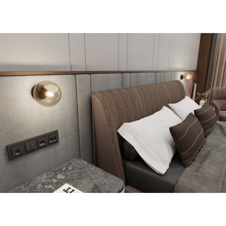 Væglampe ROSSI 1xE14/10W/230V sort/beige
