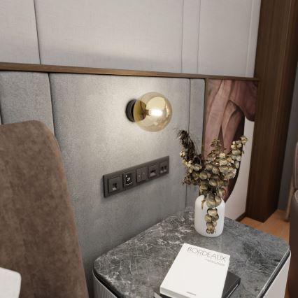 Væglampe ROSSI 1xE14/10W/230V sort/beige