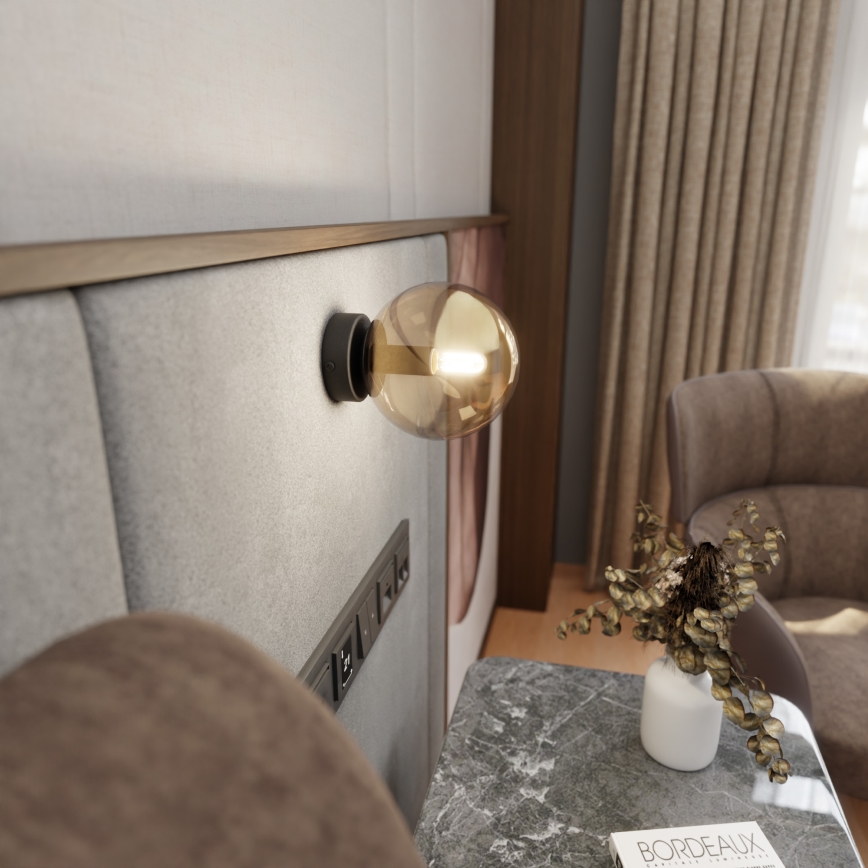 Væglampe ROSSI 1xE14/10W/230V sort/beige