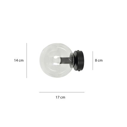 Væglampe ROSSI 1xE14/10W/230V sort/transparent