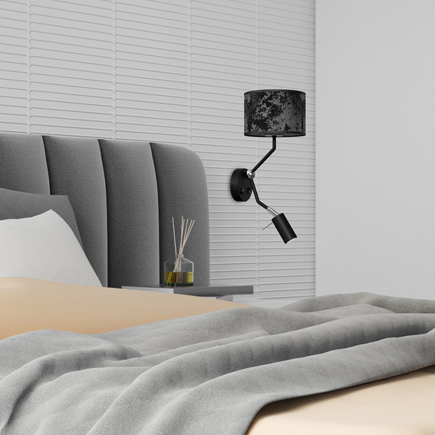 Væglampe SATINO 1xE27/40W/230V + 1xGU10/MR11/7W sort/grå