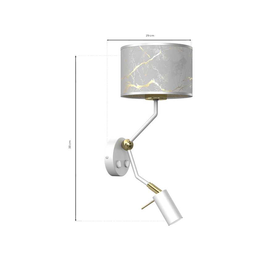 Væglampe SENSO 1xE27/40W/230V + 1xGU10/MR11/7W hvid