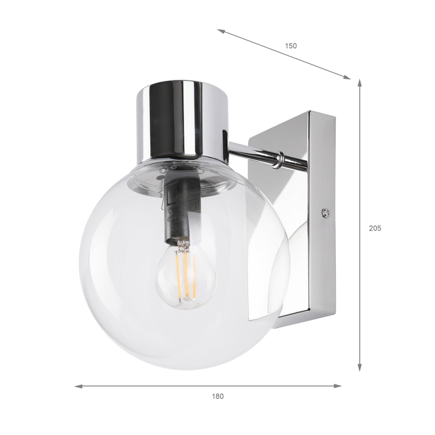 Væglampe SFERIO 1xE14/5W/230V poleret krom/klart glas