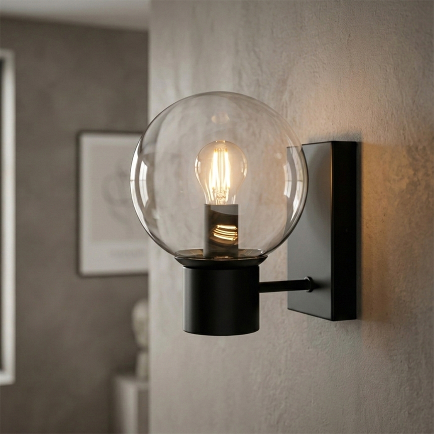 Væglampe SFERIO 1xE14/5W/230V sort/klar