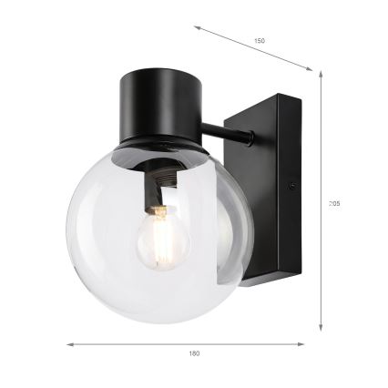 Væglampe SFERIO 1xE14/5W/230V sort/klar