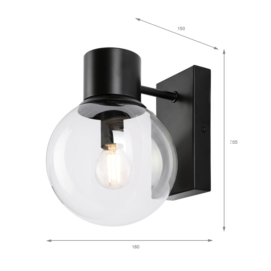 Væglampe SFERIO 1xE14/5W/230V sort/klar