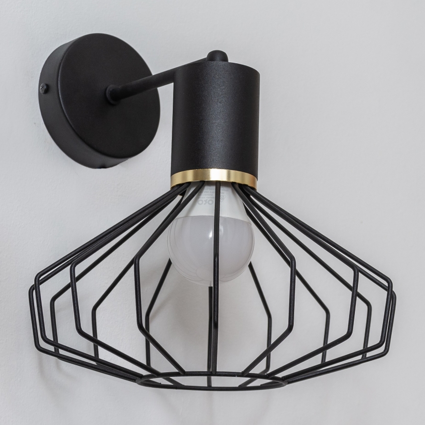 Væglampe SOLANO 1xE27/15W/230V sort/guld