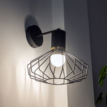 Væglampe SOLANO 1xE27/15W/230V sort/guld