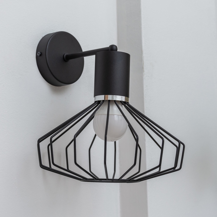 Væglampe SOLANO 1xE27/15W/230V sort/poleret krom