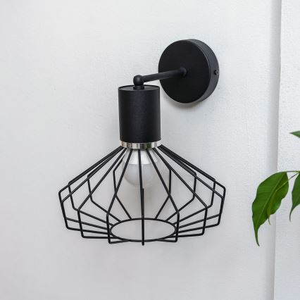 Væglampe SOLANO 1xE27/15W/230V sort/poleret krom