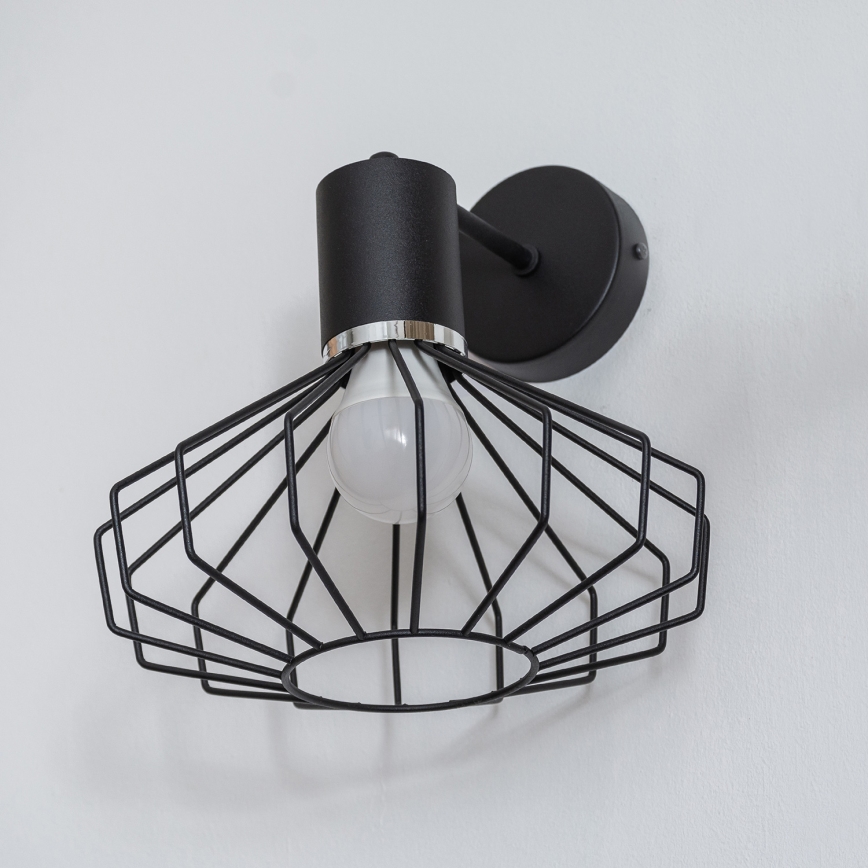 Væglampe SOLANO 1xE27/15W/230V sort/poleret krom