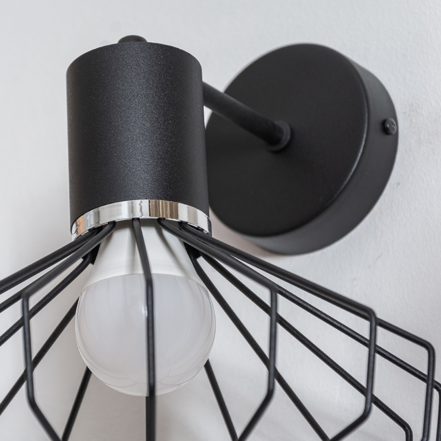 Væglampe SOLANO 1xE27/15W/230V sort/poleret krom