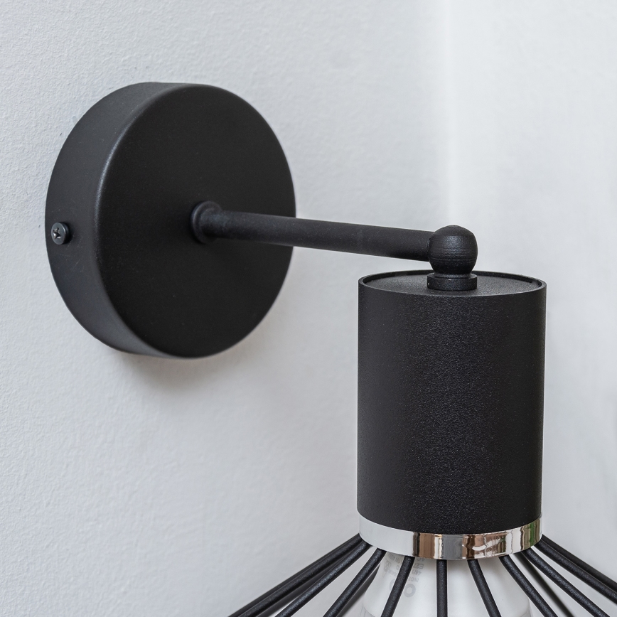 Væglampe SOLANO 1xE27/15W/230V sort/poleret krom