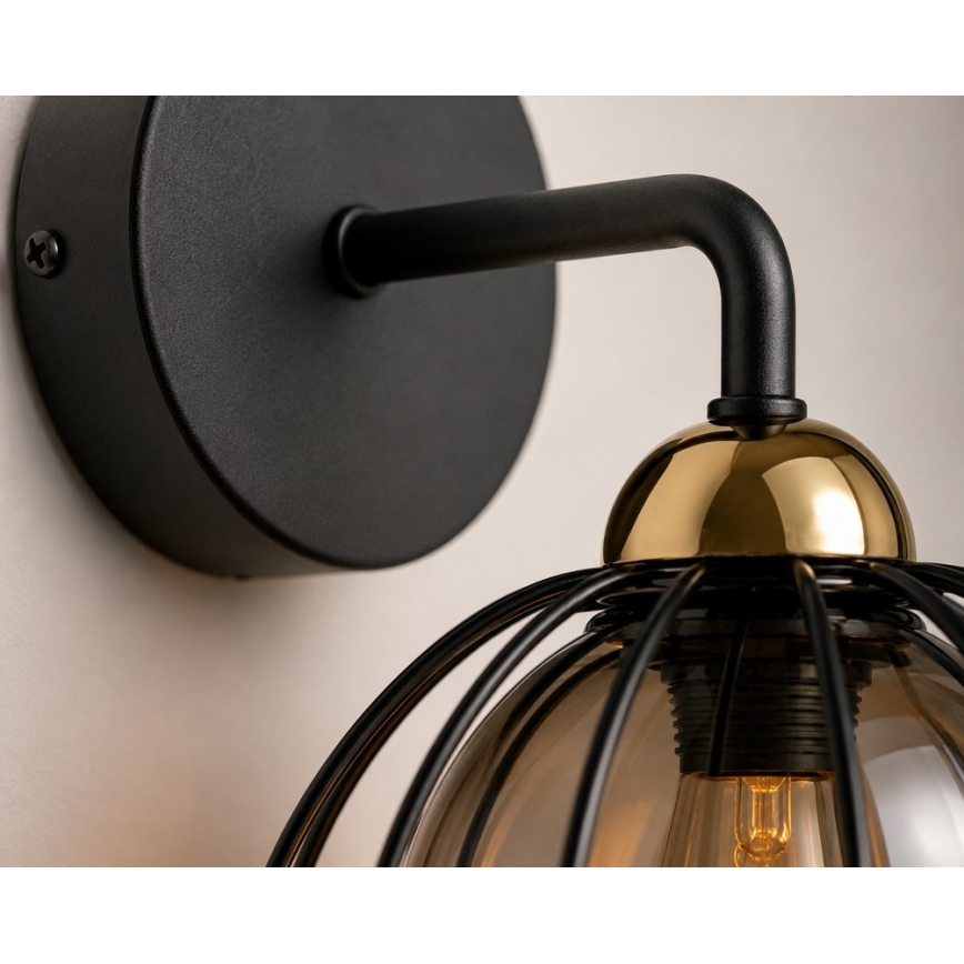 Væglampe SOLO BLACK 1xE27/60W/230V sort/gylden