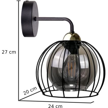 Væglampe SOLO BLACK 1xE27/60W/230V sort/gylden