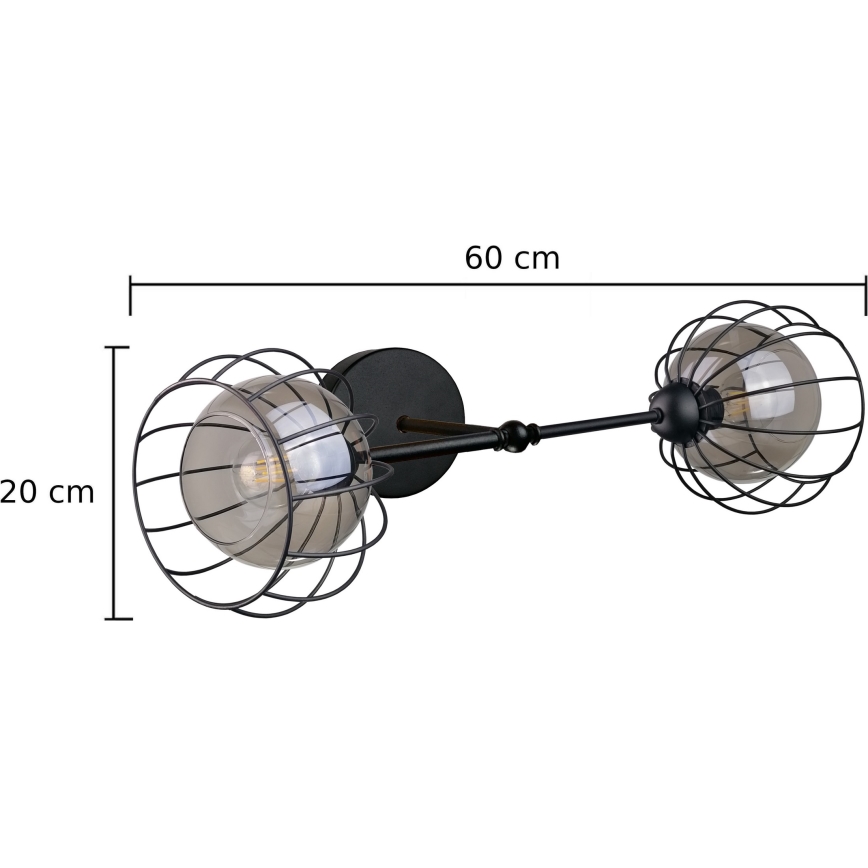 Væglampe SOLO BLACK 2xE27/60W/230V