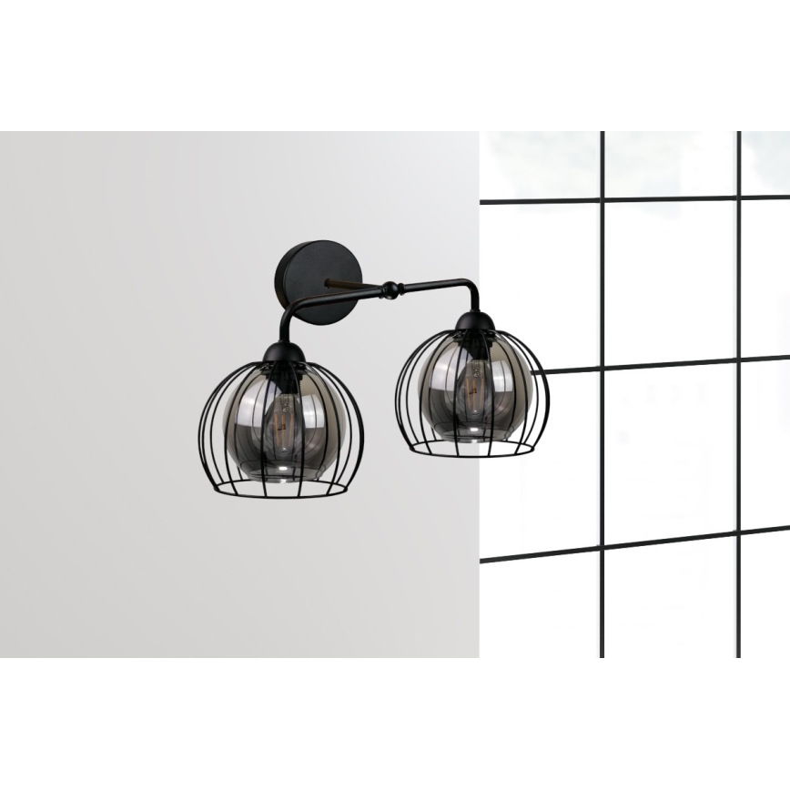 Væglampe SOLO BLACK 2xE27/60W/230V