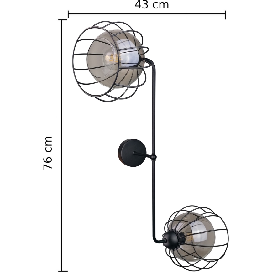 Væglampe SOLO BLACK 2xE27/60W/230V