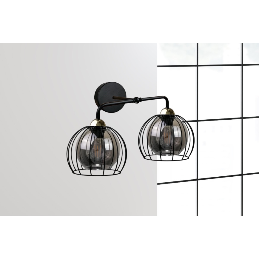 Væglampe SOLO BLACK 2xE27/60W/230V sort/gylden