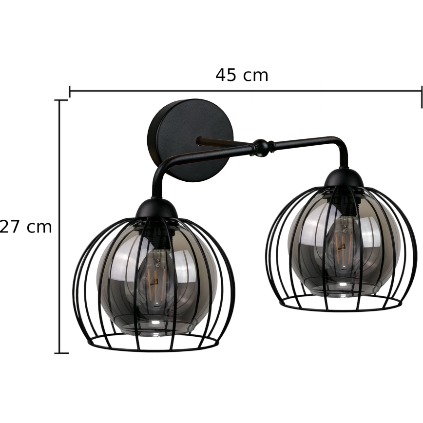 Væglampe SOLO BLACK 2xE27/60W/230V sort/gylden