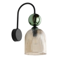 Væglampe SOPHIA 1xE14/10W/230V sort/grøn/røgbeige
