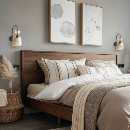 Væglampe SOPHIA 1xE14/10W/230V sort/røget beige