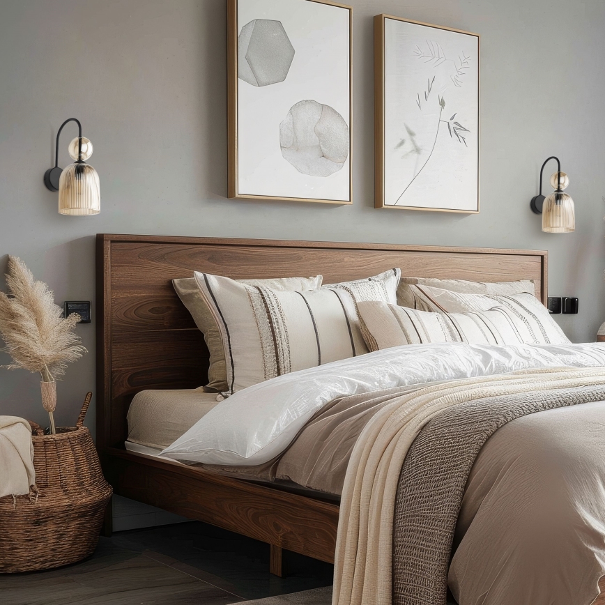 Væglampe SOPHIA 1xE14/10W/230V sort/røget beige