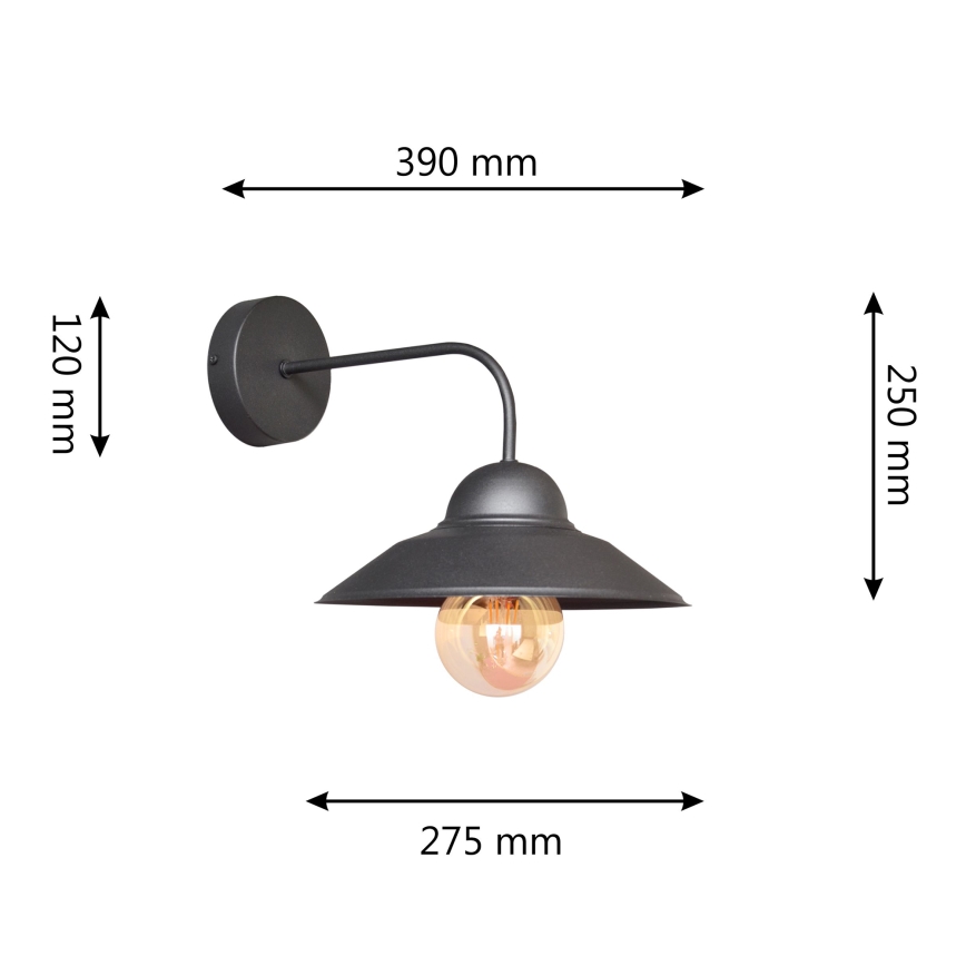 Væglampe SORAPIS 1xE27/15W/230V sort