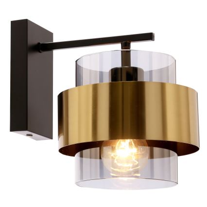 Væglampe SPIEGA 1xE27/60W/230V guldfarvet/sort