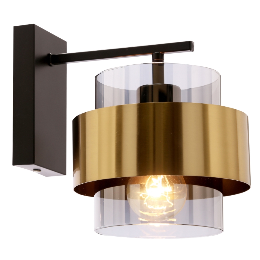 Væglampe SPIEGA 1xE27/60W/230V guldfarvet/sort