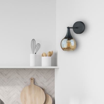 Væglampe STAR 1xE27/60W/230V sort/røget beige