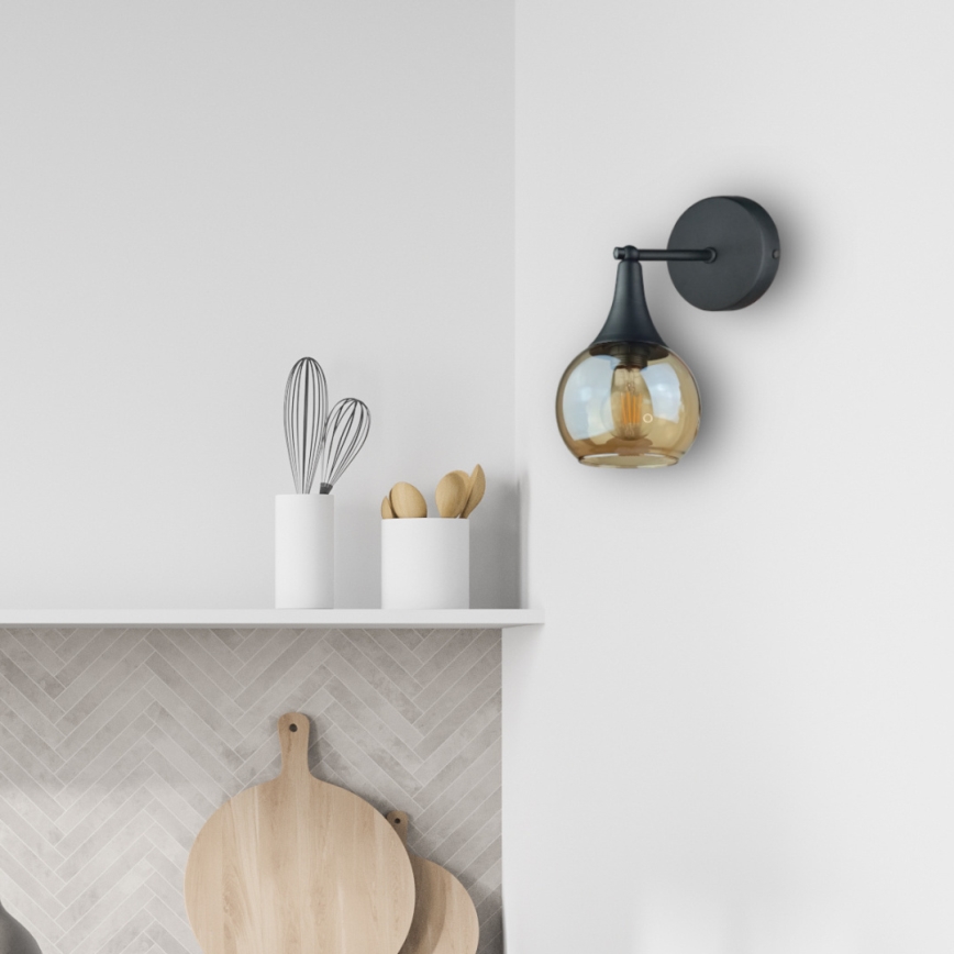 Væglampe STAR 1xE27/60W/230V sort/røget beige