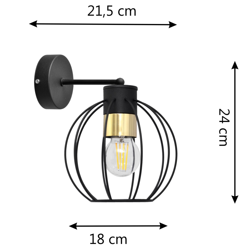 Væglampe STARLIGHT 1xE27/15W/230V sort/gylden