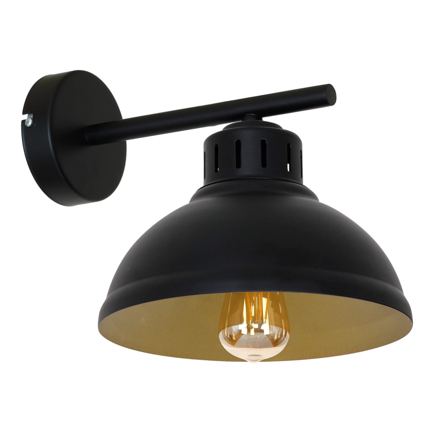 Væglampe SVEN 1xE27/15W/230V sort/guldfarvet