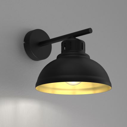 Væglampe SVEN 1xE27/15W/230V sort/guldfarvet