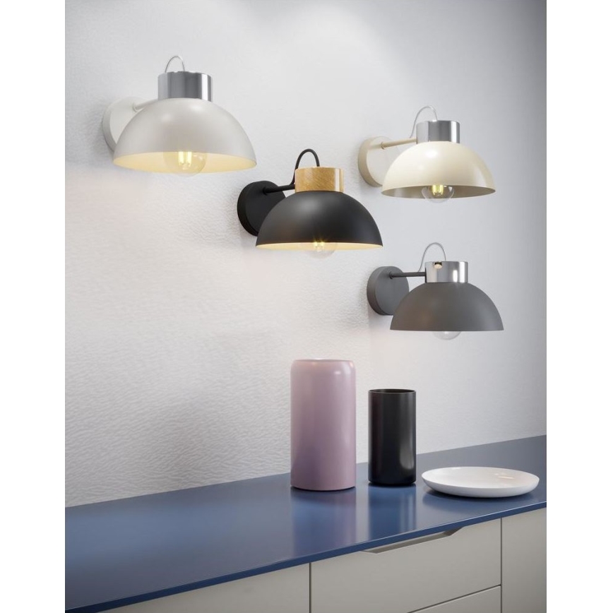 Væglampe TEDI 1xE27/60W/230V hvid/skinnende krom