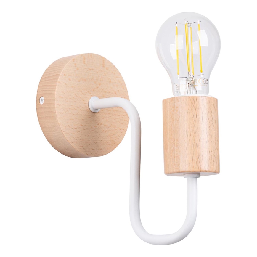 Væglampe TIMBO 1xE27/15W/230V hvid/beige/bøg