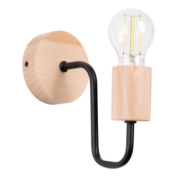 Væglampe TIMBO 1xE27/15W/230V sort/beige/bøg