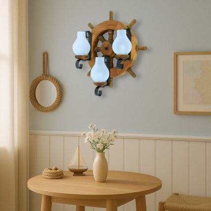 Væglampe TIMONA 3xE14/40W/230V bøg
