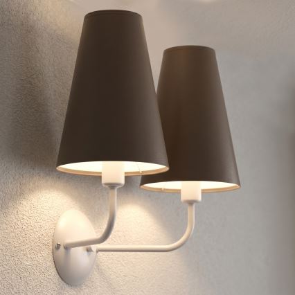 Væglampe TORTOLA 2xE14/15W/230V brun/cremefarvet