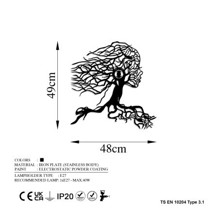 Væglampe TREE WOMAN 1xE27/40W/230V sort