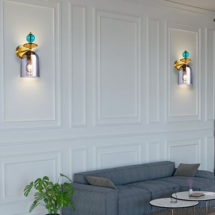 Væglampe TROPEA 1xE27/15W/230V guld/blå/røget beige/grå