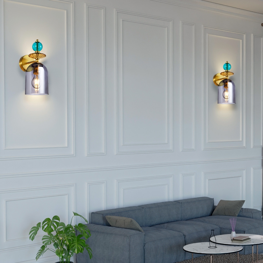 Væglampe TROPEA 1xE27/15W/230V guld/blå/røget beige/grå