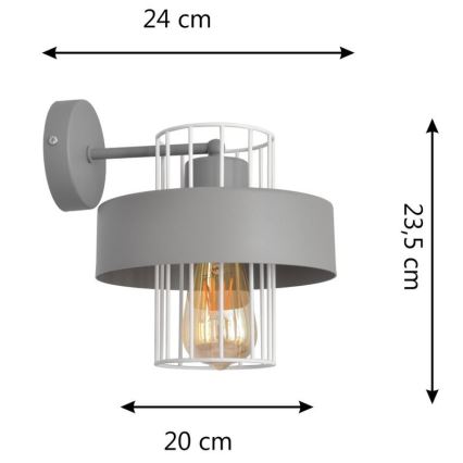 Væglampe VOLTA 1xE27/15W/230V grå