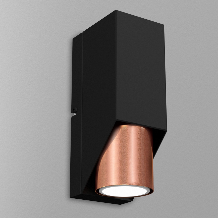 Væglampe WALL 1xGU10/8W/230V sort/kobberfarvet