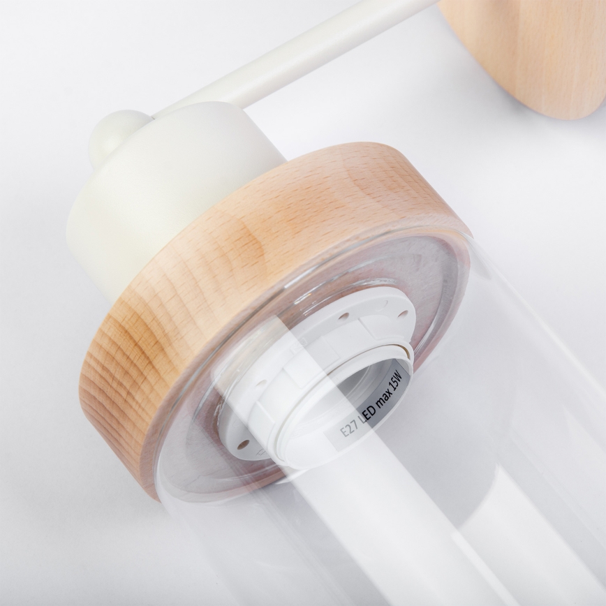 Væglampe WOODNEST 1xE27/15W/230V fyrretræ/cremefarvet